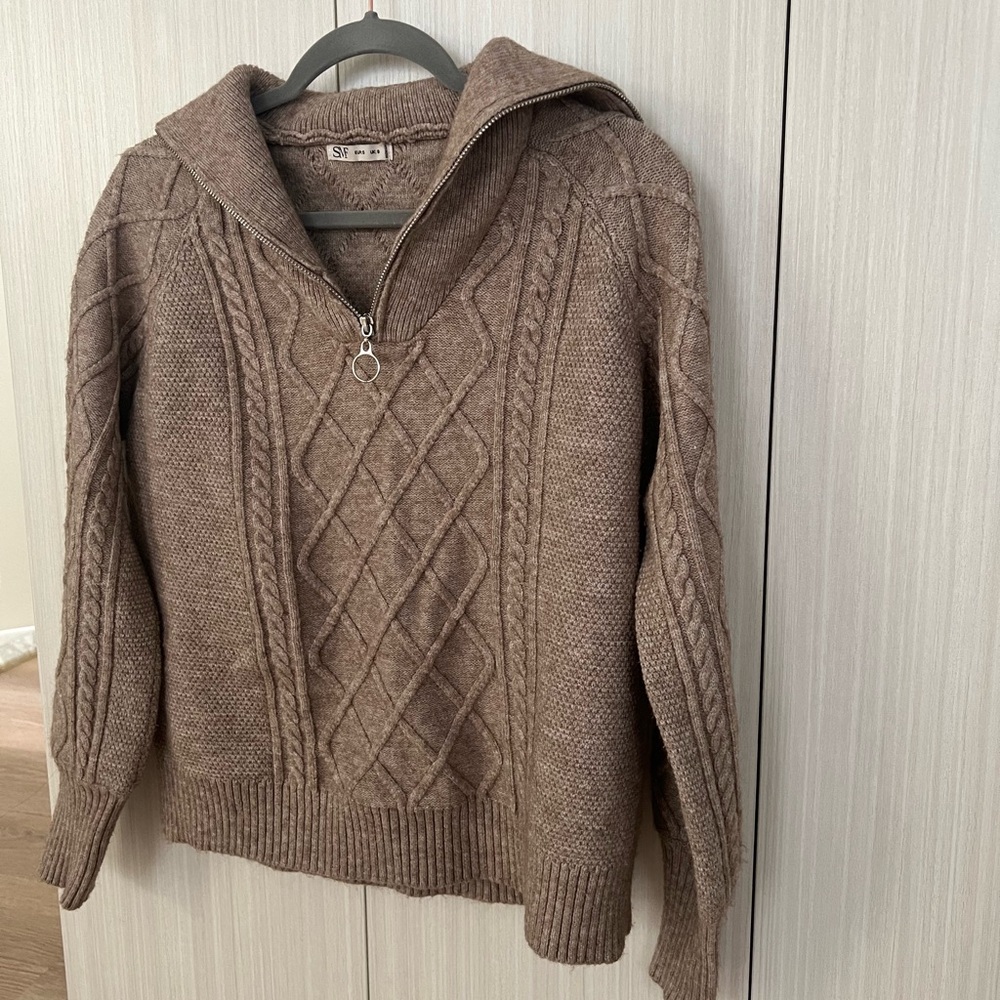 SMF Half Zip Cable Knit Sweater